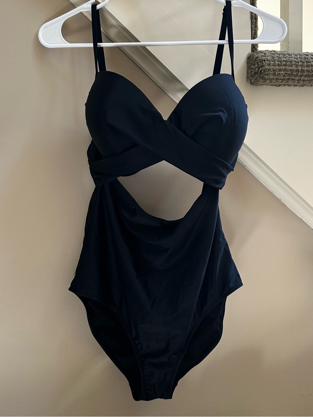 Women’s Black One-Piece Swimsuit with Twist Front - Large D Cup